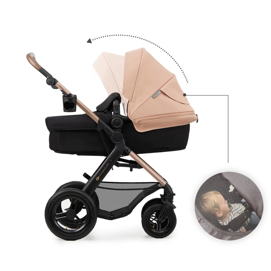 KINDERKRAFT - Combination stroller 3in1 MOOV 2 AIR Sand beige + car seat MINK PRO