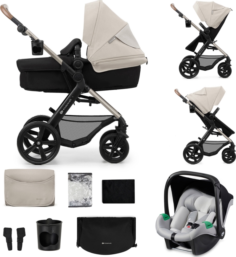 KINDERKRAFT - Combination stroller 3in1 MOOV 2 Moonlight grey + car seat MINK PRO