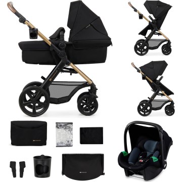 KINDERKRAFT - Combination stroller 3in1 MOOV 2 Pure black + car seat MINK PRO