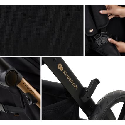 KINDERKRAFT - Combination stroller 3in1 MOOV 2 Pure black + car seat MINK PRO