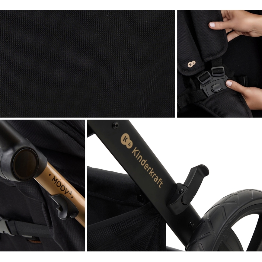 KINDERKRAFT - Combination stroller 3in1 MOOV 2 Pure black + car seat MINK PRO