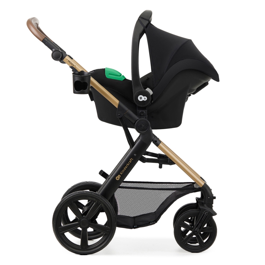 KINDERKRAFT - Combination stroller 3in1 MOOV 2 Pure black + car seat MINK PRO