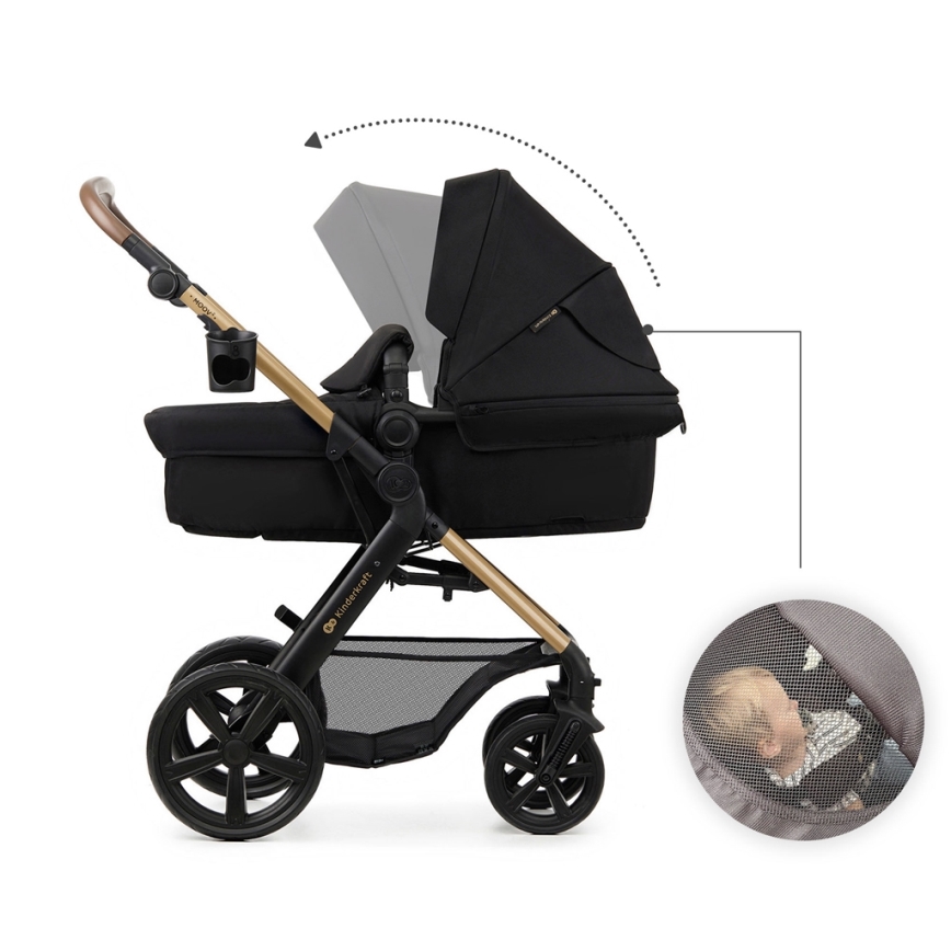 KINDERKRAFT - Combination stroller 3in1 MOOV 2 Pure black + car seat MINK PRO