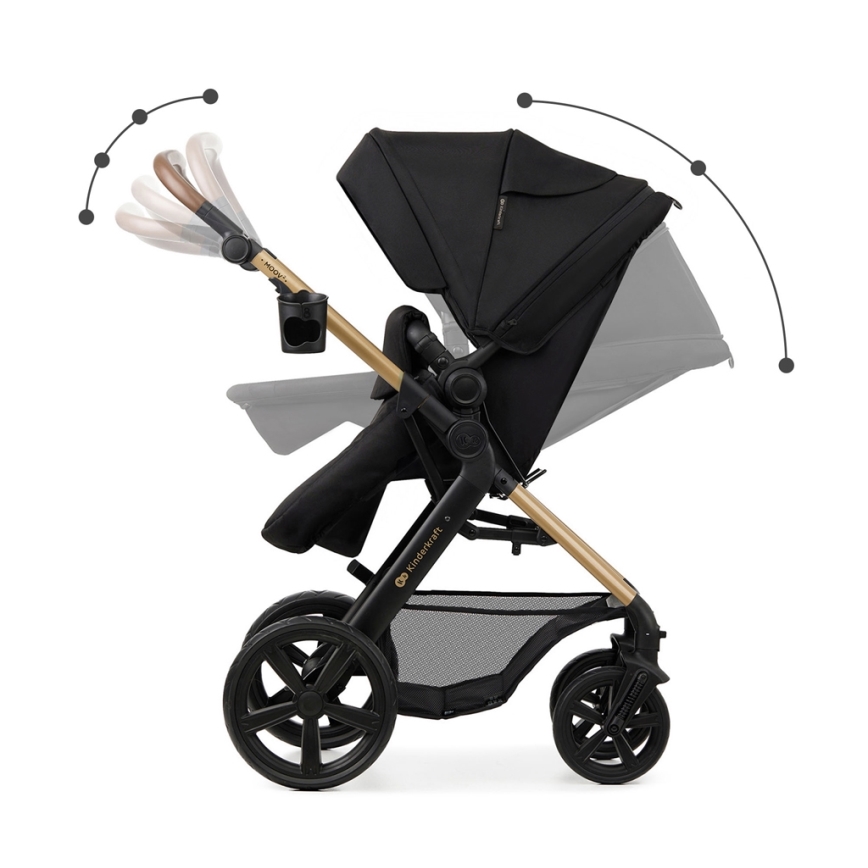 KINDERKRAFT - Combination stroller 3in1 MOOV 2 Pure black + car seat MINK PRO