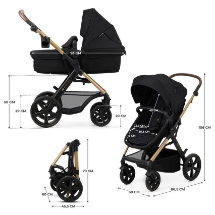 KINDERKRAFT - Combination stroller 3in1 MOOV 2 Pure black + car seat MINK PRO