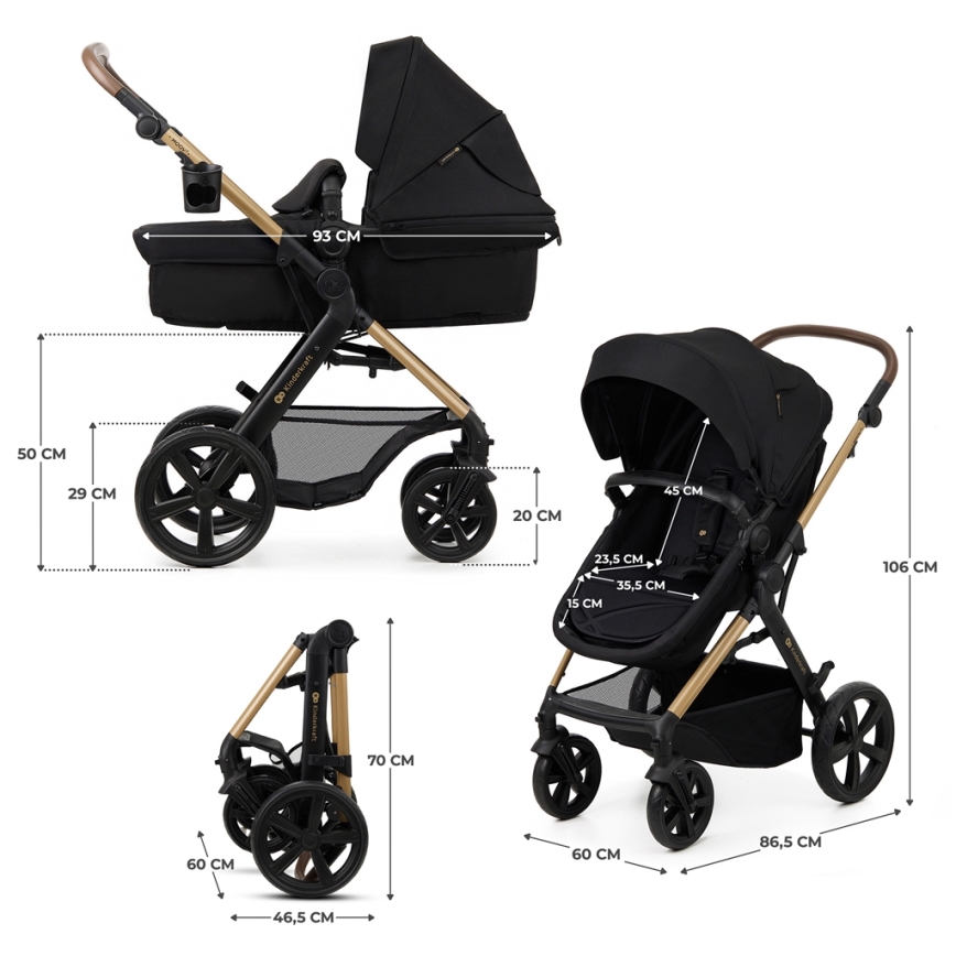 KINDERKRAFT - Combination stroller 3in1 MOOV 2 Pure black + car seat MINK PRO