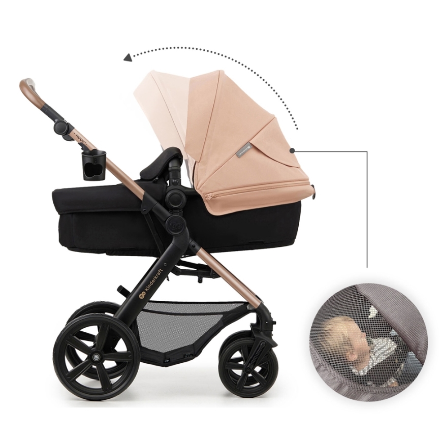 KINDERKRAFT - Combination stroller 3in1 MOOV 2 Sand beige + car seat MINK PRO