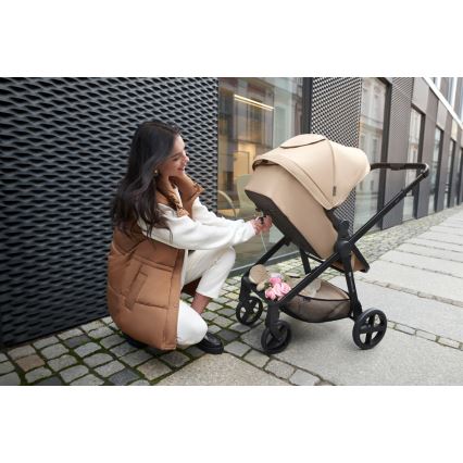 KINDERKRAFT - Combination stroller 4in1 NEWLY Classic beige + car seat MINK PRO with base ISOFIX