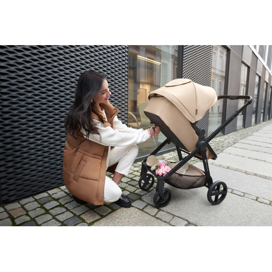 KINDERKRAFT - Combination stroller 4in1 NEWLY Classic beige + car seat MINK PRO with base ISOFIX