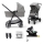 KINDERKRAFT - Combination stroller 4v1 NEWLY Classic grey + car seat MINK PRO with base ISOFIX