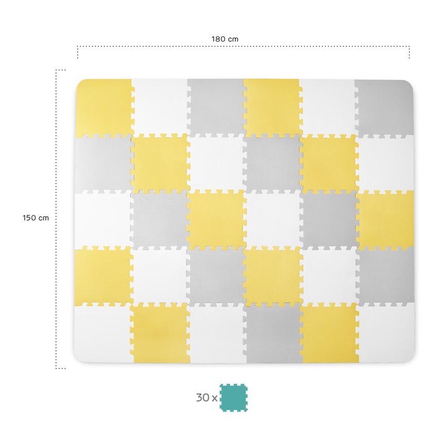 KINDERKRAFT - Foam puzzle LUNO 30pcs grey/yellow