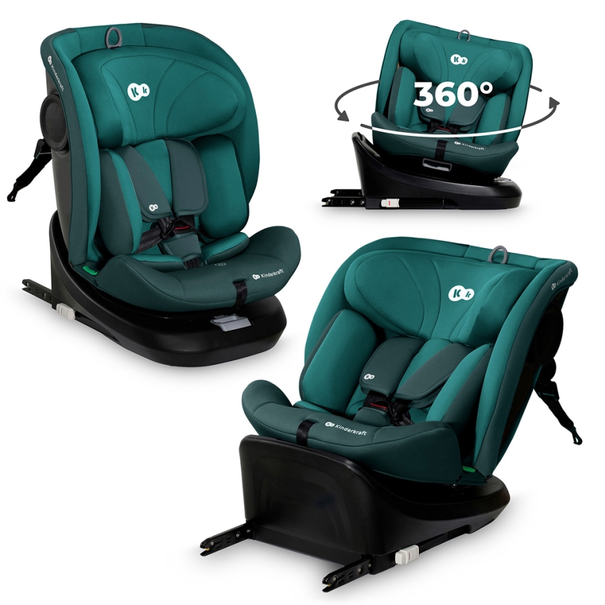 KINDERKRAFT - I-GROW i-Size Car Seat with Rotating Base 40-150 cm, Turquoise