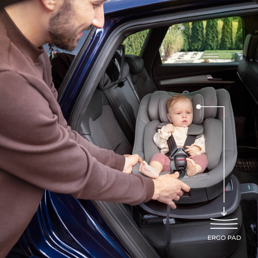 KINDERKRAFT I-GUARD i-Size Car Seat with Rotating Base, 40-105 cm, Gray