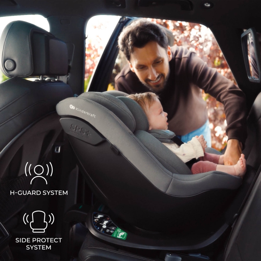 KINDERKRAFT I-GUARD i-Size Car Seat with Rotating Base, 40-105 cm, Gray