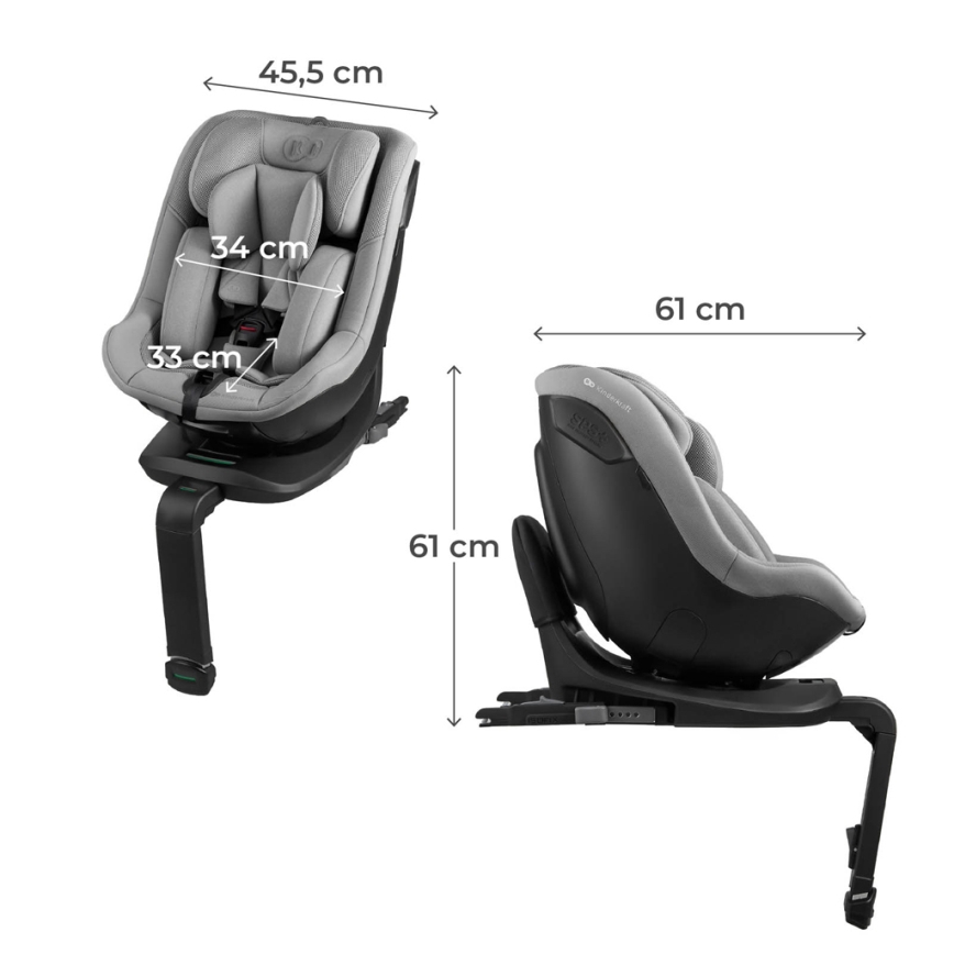 KINDERKRAFT I-GUARD i-Size Car Seat with Rotating Base, 40-105 cm, Gray