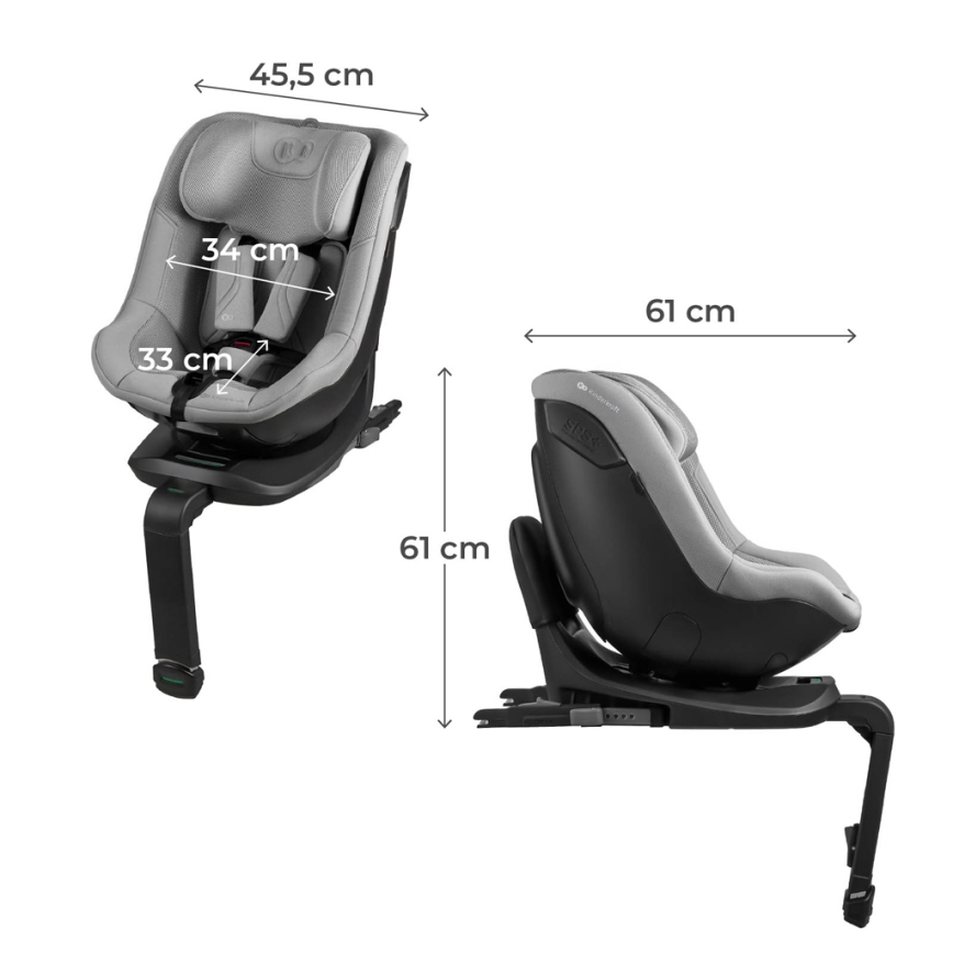 KINDERKRAFT - I-GUARD PRO i-Size Car Seat with Rotating Base 61-105 cm Grey