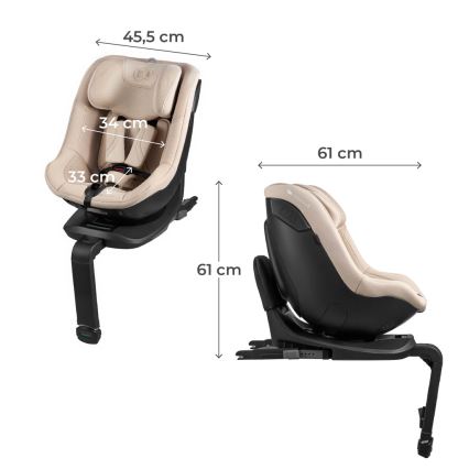 KINDERKRAFT - I-GUARD PRO i-Size Car Seat with Rotating Base, 61-105 cm, Beige