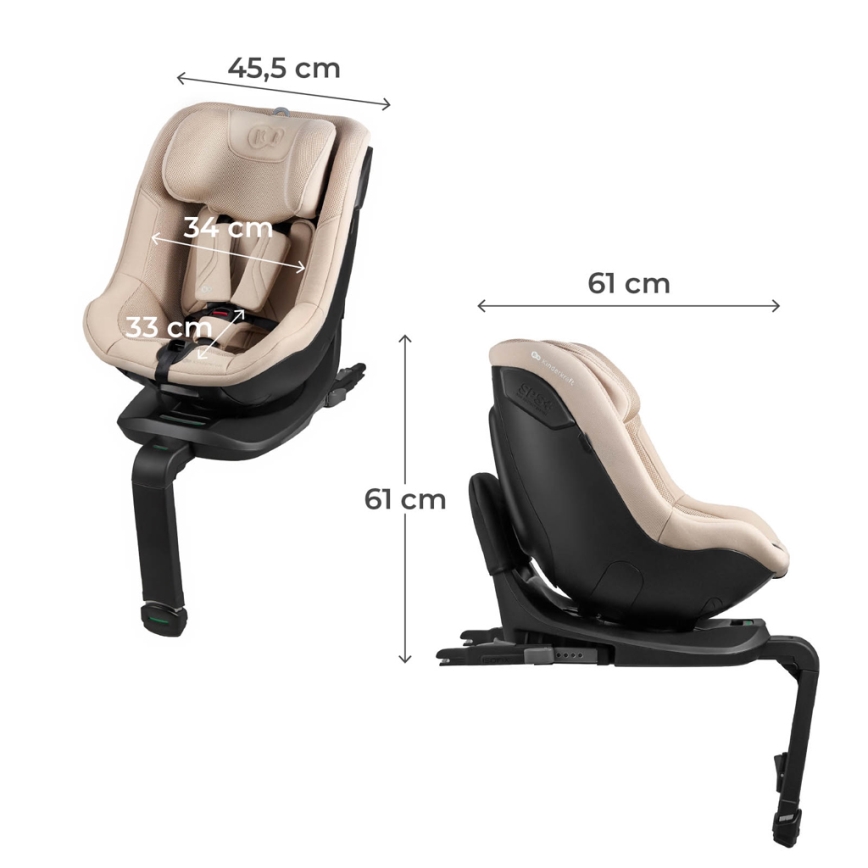 KINDERKRAFT - I-GUARD PRO i-Size Car Seat with Rotating Base, 61-105 cm, Beige