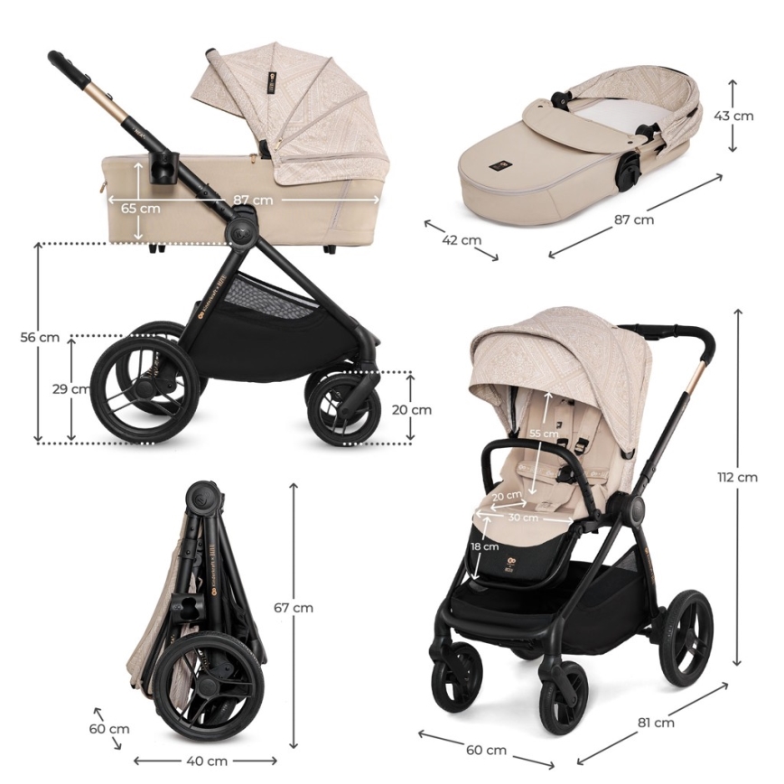 KINDERKRAFT - NEA 2 2-in-1 Combination Stroller Dune Whisper Bizuu
