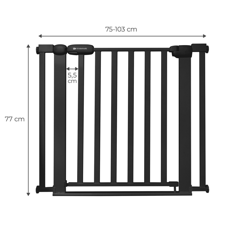 KINDERKRAFT - Safety barrier LOCK&GO 75-103 cm black