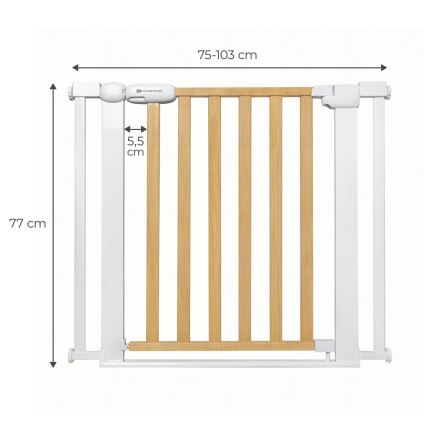 KINDERKRAFT - Safety barrier LOCK&GO 75-103 cm pine