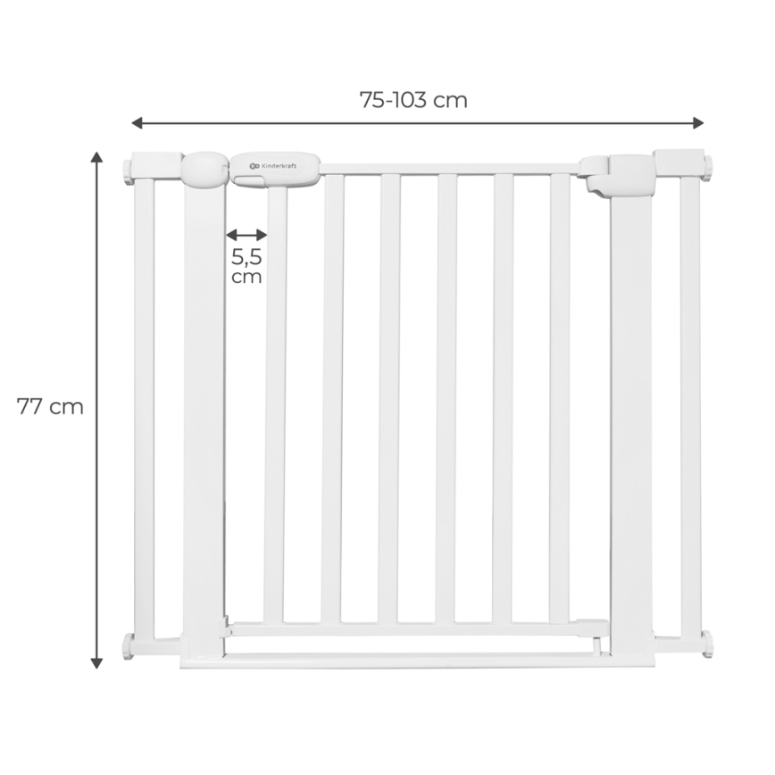 KINDERKRAFT - Safety barrier LOCK&GO 75-103 cm white