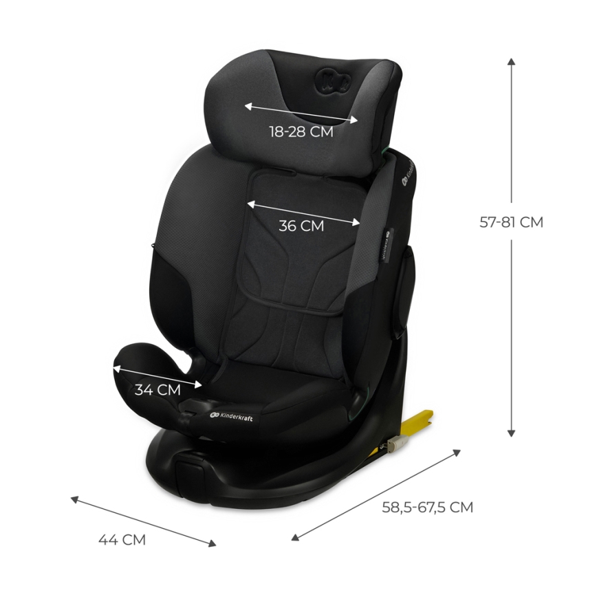KINDERKRAFT SELECT - Car seat with rotating I-FIX base (40-150 cm) Graphite Black