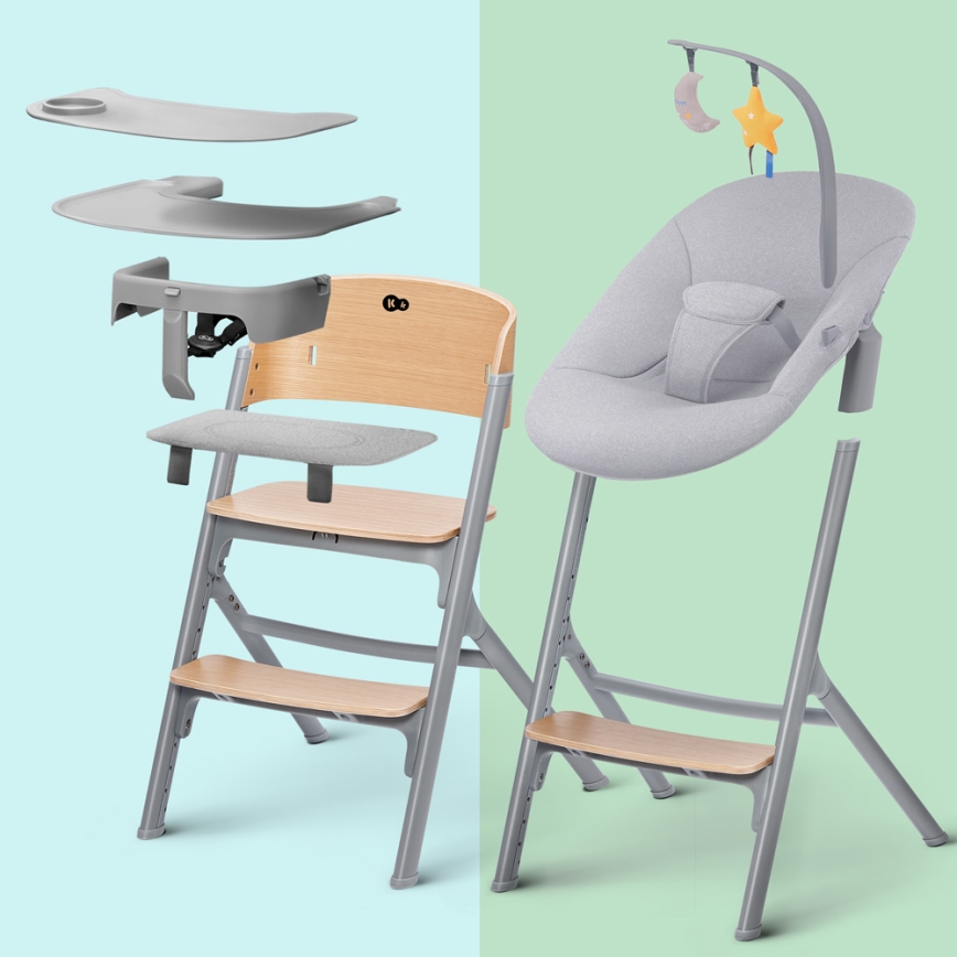 KINDERKRAFT SELECT - Children's dining chair 3in1 LIVY Premium oak + lounger CALMEE