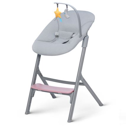 KINDERKRAFT SELECT - Children's 3-in-1 high chair LIVY Premium Aster pink + CALMEE baby bouncer