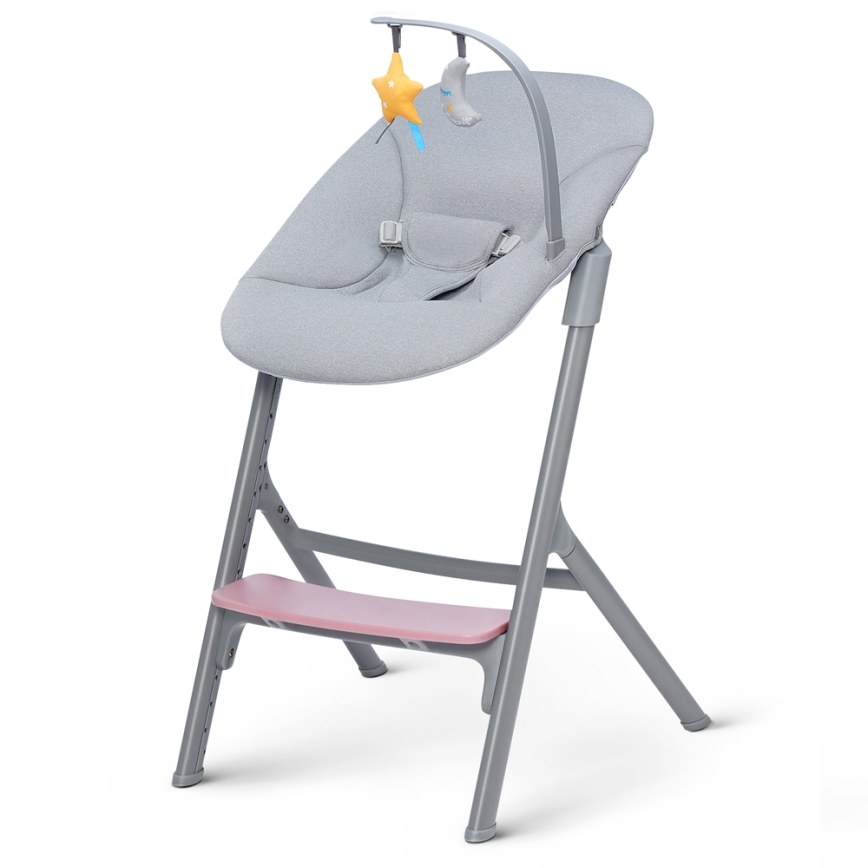 KINDERKRAFT SELECT - Children's 3-in-1 high chair LIVY Premium Aster pink + CALMEE baby bouncer