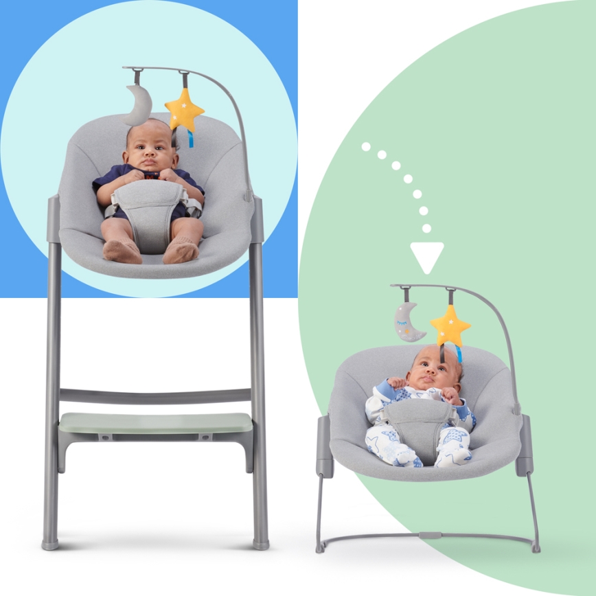 KINDERKRAFT SELECT - Children's dining chair 3in1 LIVY Premium Olive green + lounger CALMEE