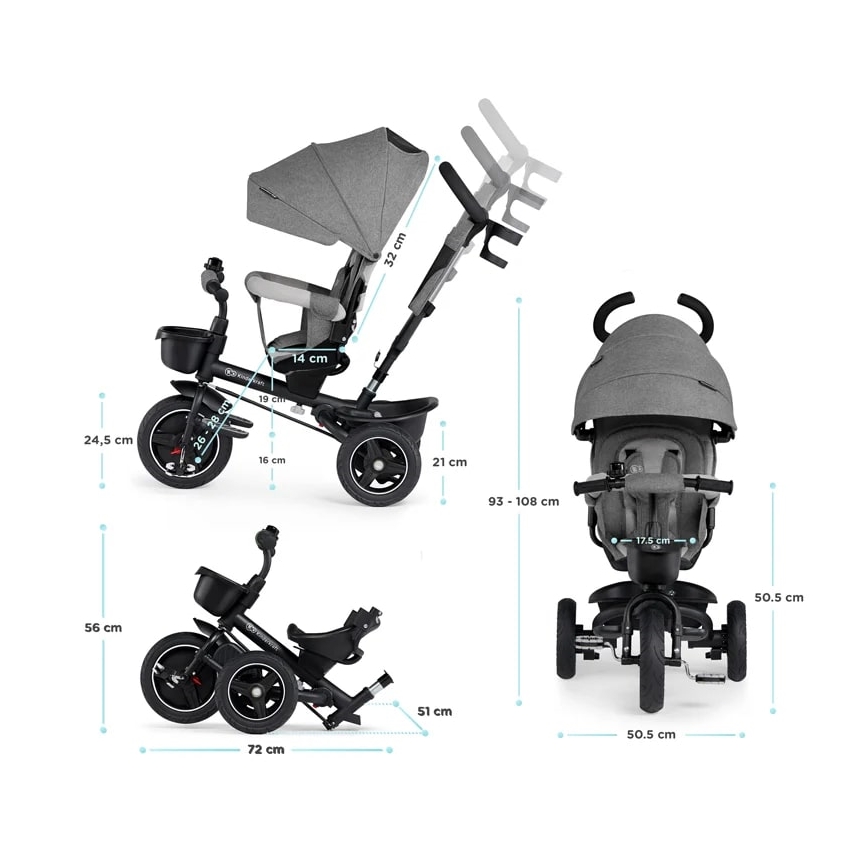 KINDERKRAFT - Children's tricycle 5in1 SPINSTEP grey
