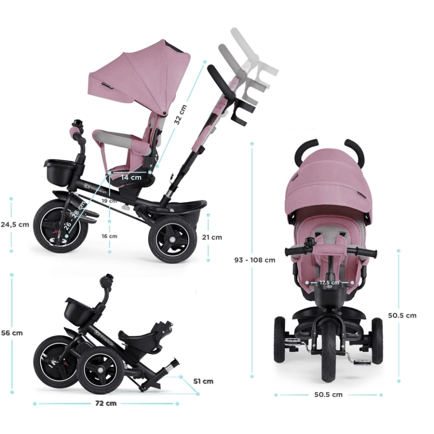 KINDERKRAFT - Children's tricycle 5in1 SPINSTEP pink