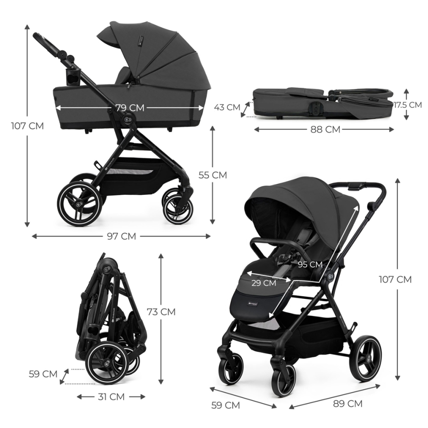 KINDERKRAFT SELECT - Combination stroller 2in1 YOXI Moonlight grey