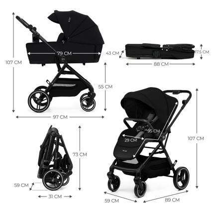 KINDERKRAFT SELECT - Combination stroller 2in1 YOXI Pure black