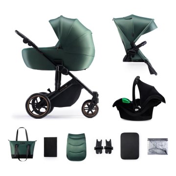 KINDERKRAFT SELECT - Combination stroller 3in1 PRIME 2 Premium Dark green + car seat