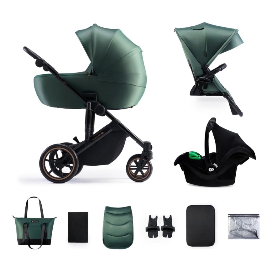 KINDERKRAFT SELECT - Combination stroller 3in1 PRIME 2 Premium Dark green + car seat
