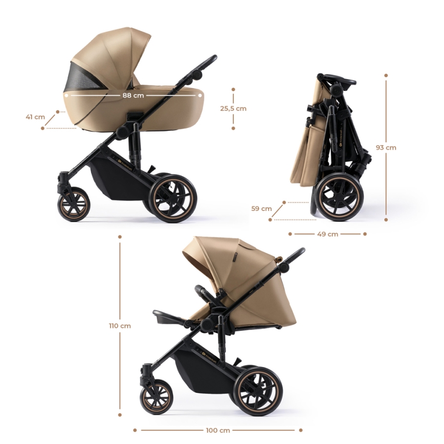 KINDERKRAFT SELECT - Combination stroller 3in1 PRIME 2 Premium Sandrose beige + car seat