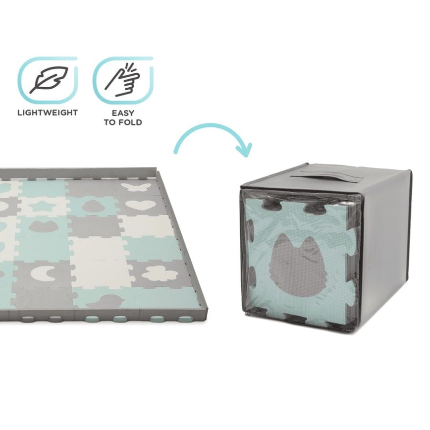 KINDERKRAFT - Foam puzzle LUNO 30pcs grey/mint