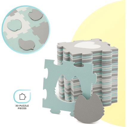 KINDERKRAFT - Foam puzzle LUNO 30pcs grey/mint