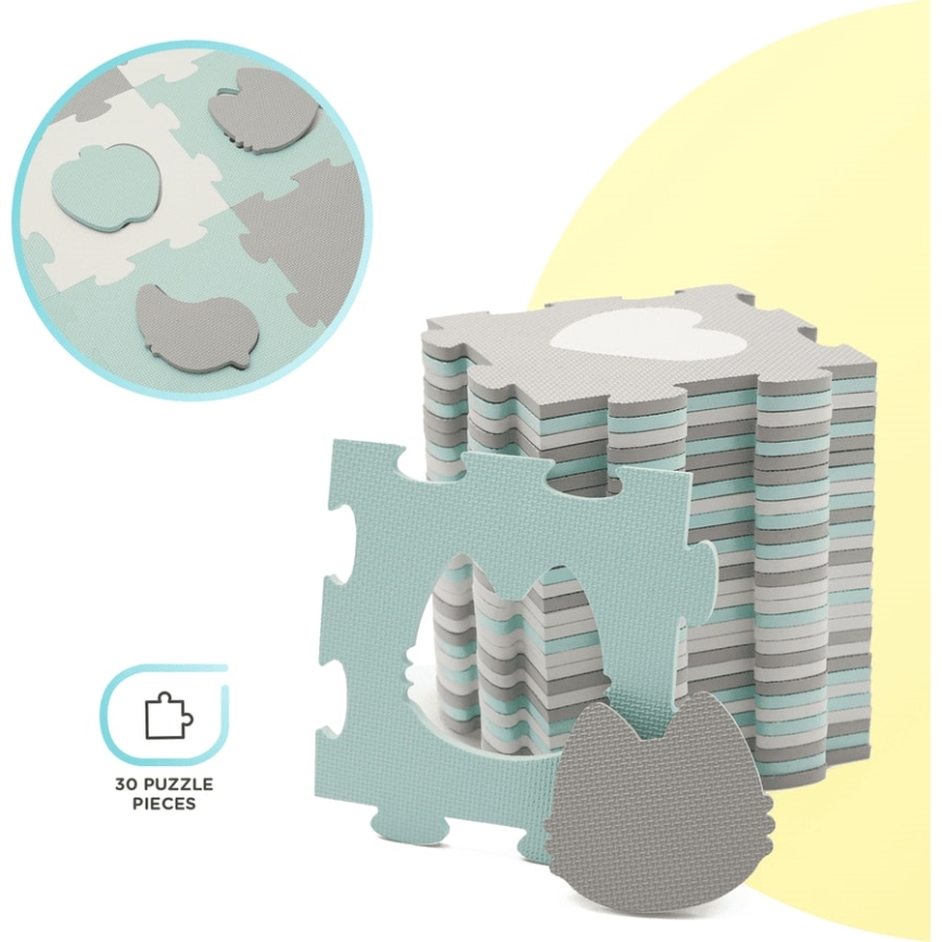 KINDERKRAFT - Foam puzzle LUNO 30pcs grey/mint