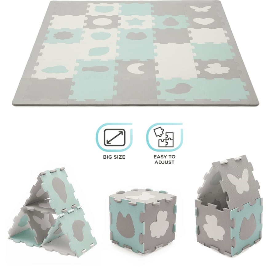 KINDERKRAFT - Foam puzzle LUNO 30pcs grey/mint