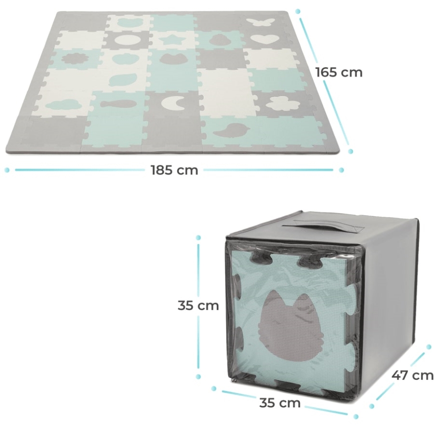 KINDERKRAFT - Foam puzzle LUNO 30pcs grey/mint
