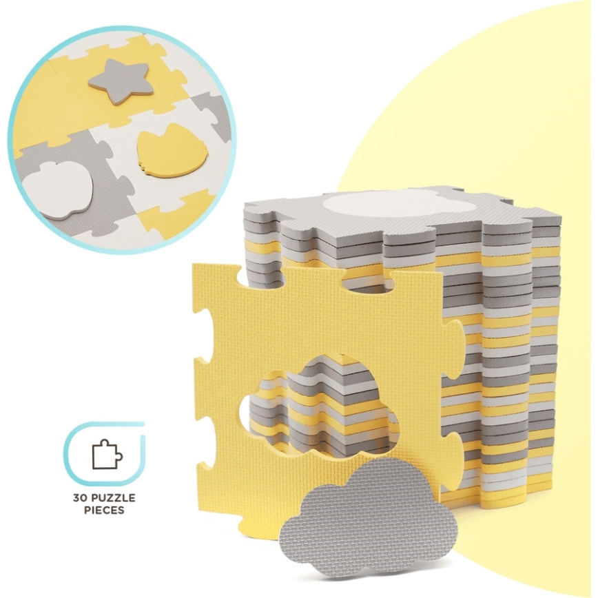 KINDERKRAFT - Foam puzzle LUNO 30pcs grey/yellow