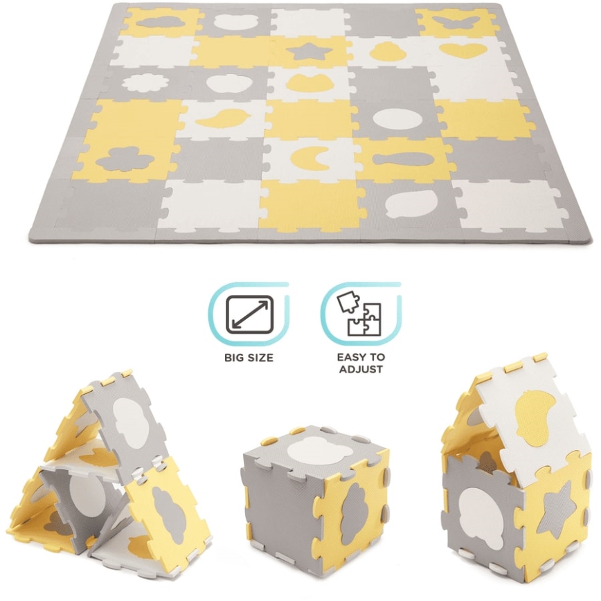 KINDERKRAFT - Foam puzzle LUNO 30pcs grey/yellow