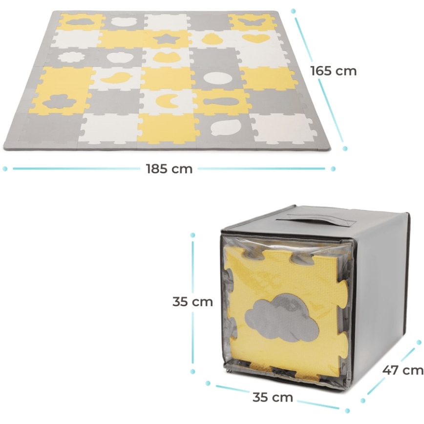 KINDERKRAFT - Foam puzzle LUNO 30pcs grey/yellow
