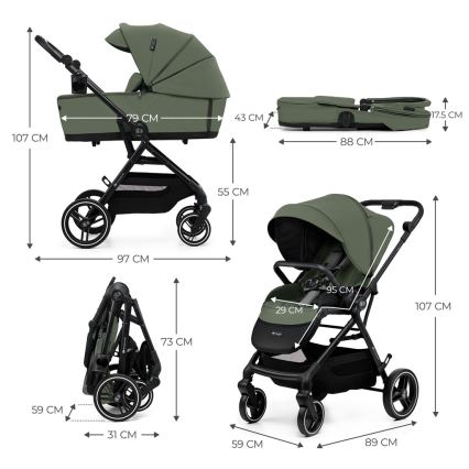 KINDERKRAFT SELECT - Stroller 2in1 YOXI Mystic green