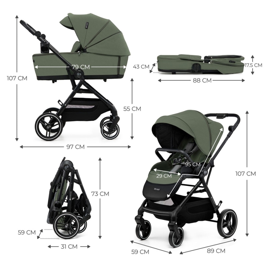 KINDERKRAFT SELECT - Stroller 2in1 YOXI Mystic green