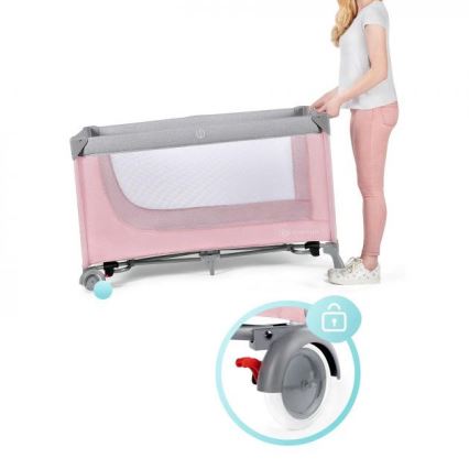 KINDERKRAFT - Travel crib LEODY pink