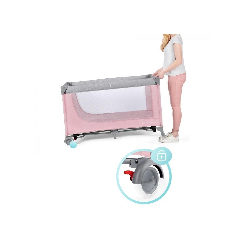 KINDERKRAFT - Travel crib LEODY pink